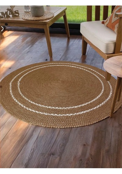 Yuvarlak Dekoratif Çeyizlik Kilim 100 Cm - Leke Tutmaz -kolay Temizlenebilir Kahverengi