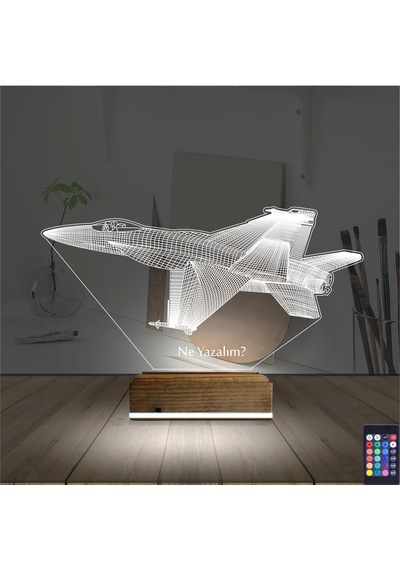 Luvivia Uçak Pilot Kişiye Özel 3d Lamba - Masa Gece Lambası V3 Şeffaf