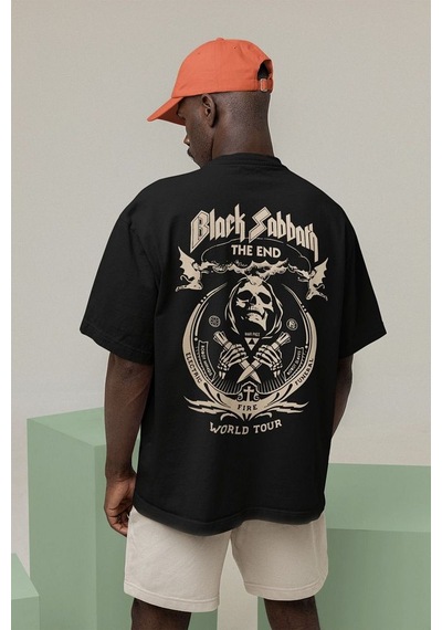 Black Sabbath The End World Tour Baskılı Unisex Oversize Rock Met Siyah