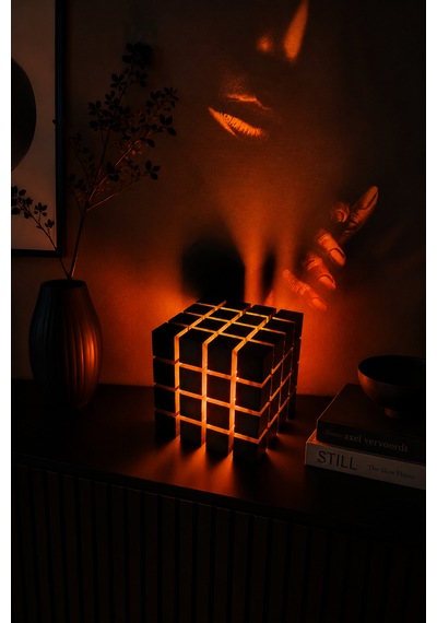 Shadow Cube Masa Lambası Usb Bağlantılı Siyah - Turuncu