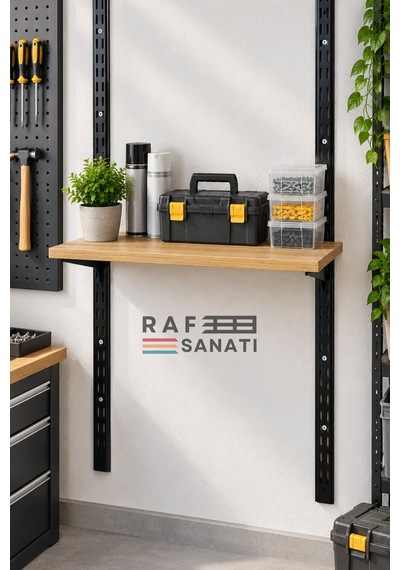 10 Adet - 90x30 Cm Suntalam Mağaza Rafı Safir Meşe Geniş Ahşap Raf Tablası Konik Dikme Uyumlu
