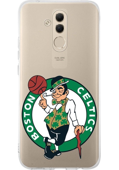 Huawei Mate 20 Lite Uyumlu Kapak Boston Celtics Tasarımlı Şeffaf Silikon Kılıf Şeffaf