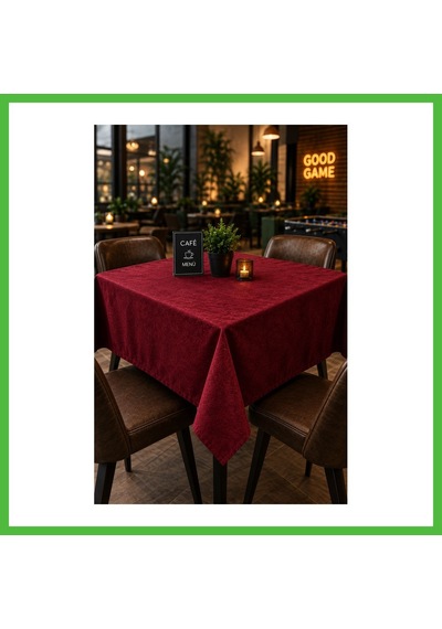 Vaveni Kahve Cafe Kıraathane Masa Örtüsü 140x140cm Bordo Renk Arz