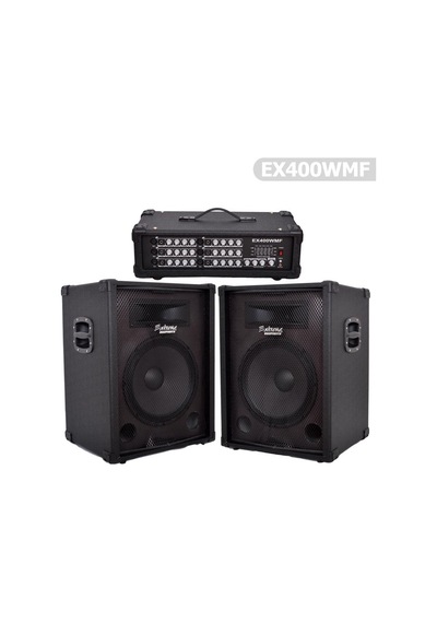 Extreme Ex400wmf Taşınabilir Amfi Ses Sistemi 2 Kolon + Kafa Mikser Anfi Bluetooth Bağlantı, 200w Çıkış Gücü