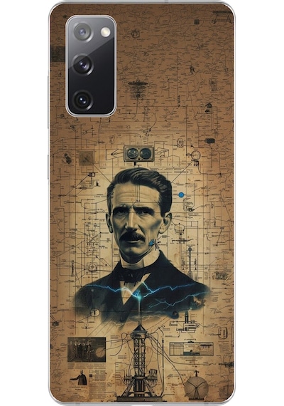 Samsung Galaxy S20 Fe Uyumlu Şeffaf Kılıf Nicola Tesla Tasarımlı