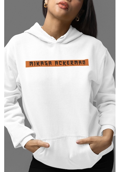 Sevbano Mikasa Ackerman Attack On Titan Anime Sırt Baskılı Unisex Oversiz beyaz