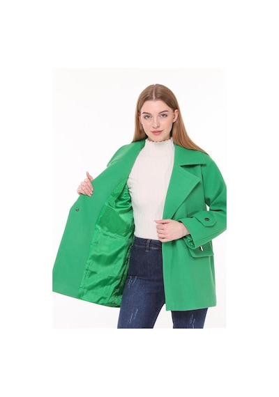 Dip Moda Kadın Kısa Yün Kaşe Kaban Dppltn04 - Benetton Yeşili Yeşil