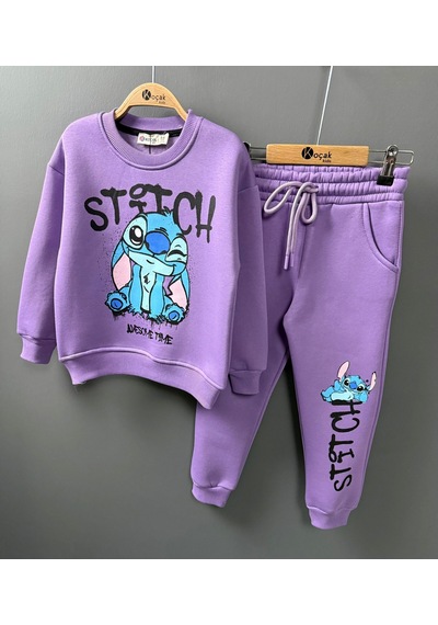 Stitch Kız Çocuk Eşofman Takım Lila
