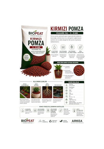 7 Litre Kırmızı Pomza 5-15 Mm Volkanik Taş Saksı, Peyzaj Ve Bitki Kökleri İçin Doğal Drenaj Malzemesi 1000