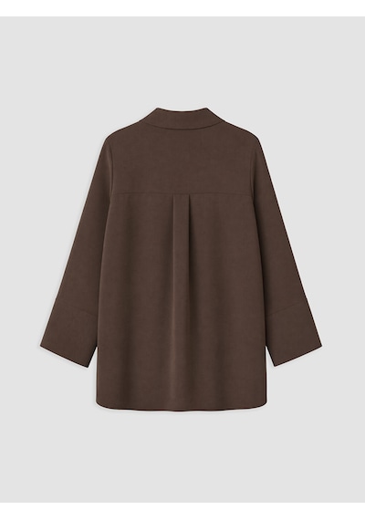 Lcw Everyday Kahverengi Gömlek Yaka Oversize Kadın Tunik
