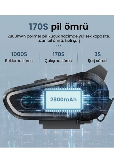 Gearelec Dk02 Bluetooth Kask Kulaklık Ipx7 Su Geçirmez, 2800mah Batarya, Eller Serbest Görüşme