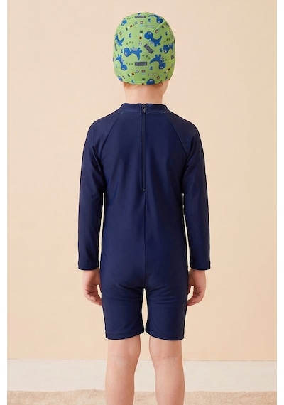 Modanıno Erkek Çocuk Mayo Takımı-uzun Kollu Yüzücü Mayo Ve Bone 4-12 Yaş 12696n Çok Renkli
