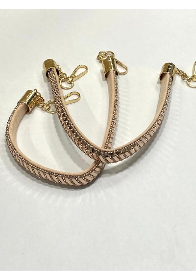 Karantuhafiye Taşlı Çanta Sapı Şeritli Model Rose Gold