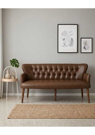 Roma Chester Deri Üçlü Koltuk 150 Cm Ofis Bekleme Koltuğu Ahşap Ayaklı - Acı Kahverengi Roma Chester Deri Üçlü Koltuk 150 Cm Ofis Bekleme Koltuğu Ahşap Ayaklı - Acı Kahverengi