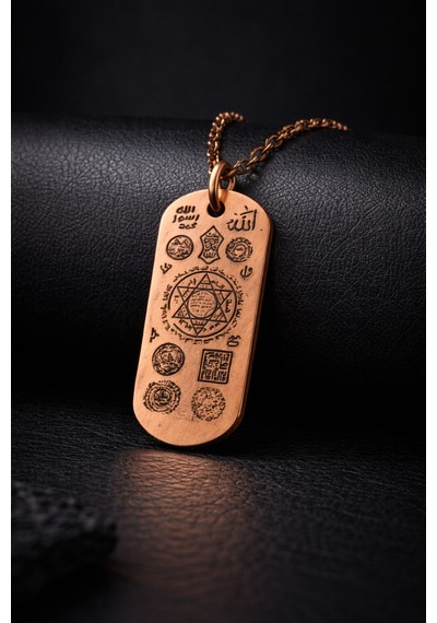 Erkek Bakır Kolye Koruma Zırh Duası Yazılı Dog Tag Model Saf Bakır Kolye Zincir Diğer