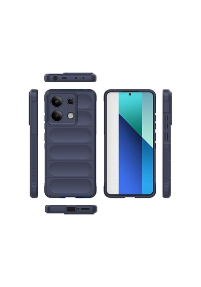 Xiaomi Redmi Note 13 4g Kılıf Kamera Korumalı Esnek Silikon Parmak Şeritli Celikaksesuar Siyah