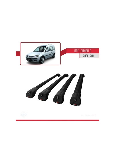 Opel Combo C 2001-2011 Arası İle Uyumlu Ace-1 Ara Atkı Tavan Barı Siyah 4 Adet Bar