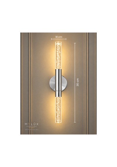 Mylüx Umut Kabarcıklı Aplik Krom 220v Elektrikli Led 35 Cm Modern Dekoratif Duvar Aydınlatma Gümüş Gümüş