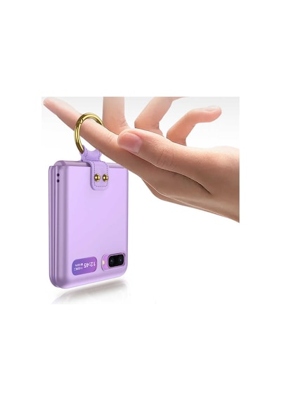 Samsung Uyumlu Galaxy Z Flip Kılıf Zore Flip Ring Kıpta Kapak Mor