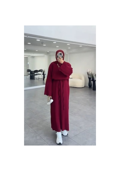 Bomii Volanlı Elbise Bordo - 936984057 Bordo