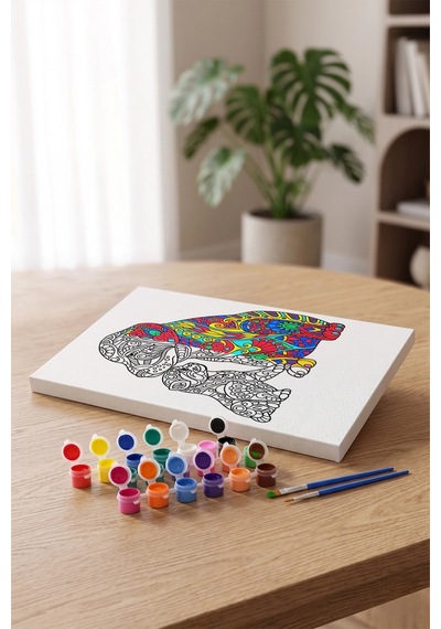 Goril Desenli Mandala Ahşap Boyama Seti 40x50 Cm