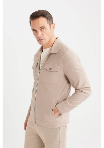 DeFacto Slim Fit Dar Kesim Polo Yaka Fermuarlı Mevsimlik Baharlık Mont D7533AX25SPBG216