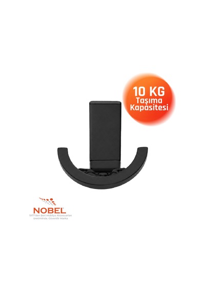 Palmiye Lüks Askı, Metal, Vestiyer Askı, 120 Gr, Dolap Askılık, Duvar Askılığı, Mat Siyah Vidalı 5 Adet