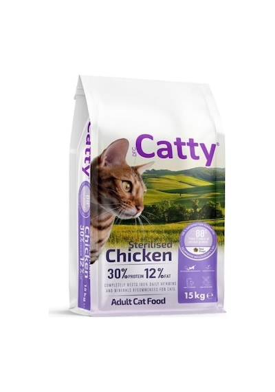 Catty Tavuklu Kısırlaştırılmış Kedi Maması 15kg - Yetişkin Kediler İçin Dengeli Beslenme