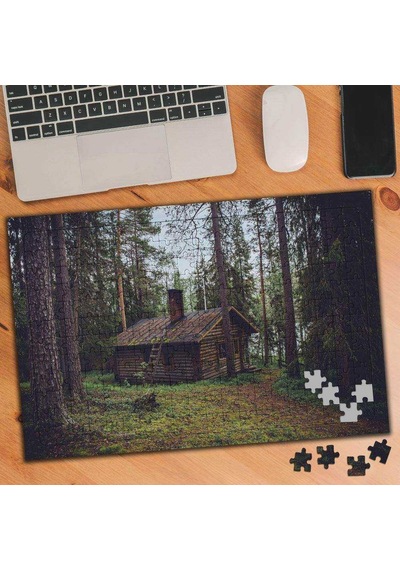Ormandaki Ahşap Ev Yeşillikler 240 Parça Puzzle Yapboz-63728