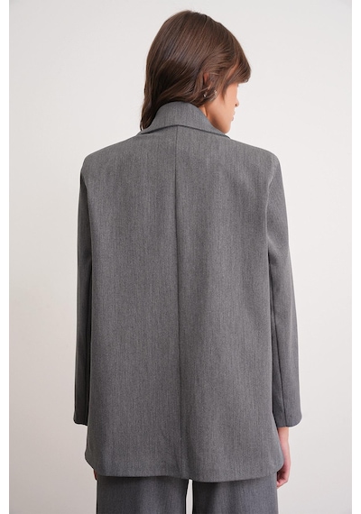 Mixray 4745 Kadın Oversize Blazer Ceket Antrasit