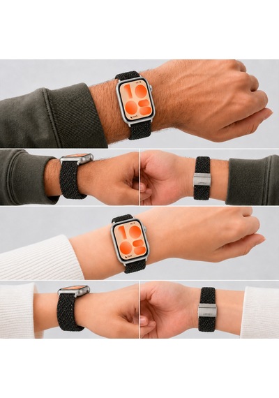 Huawei Watch Fit 5 İle Uyumlu Metal Klipsli Solo Fiberlink Yumuşak Kumaş Örgü Kordon