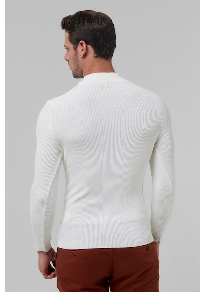 D's Damat Slim Fit Ekru Rib Örgü Pamuk Karışımlı Triko Kazak 1ec060631770m Ekru