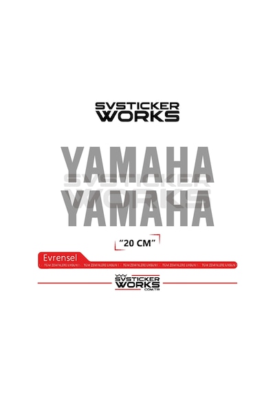 Yamaha Sticker 2 Adet Evrensel Tüm Zeminlere Ve Modellere Uyumlu Gri
