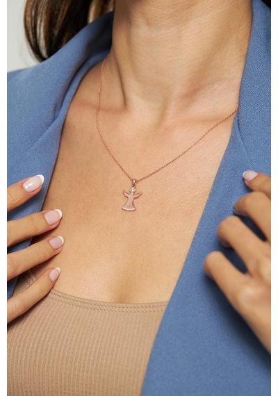 Zirkon Taşlı Rose Semazen Gümüş Kolye