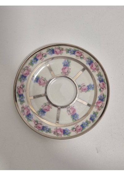 F. Legrand Limoges Çiçek Desenli Porselen Fincan Tabağı 13cm Çok Renkli
