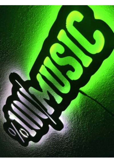 Müzik Led Işıklı Ahşap Tablo (523524223)