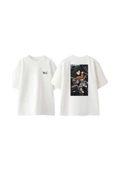 Thewert Attack On Titan Levi5 Tasarım Sırt Baskılı Pamuk Beyaz Oversize T-shirt