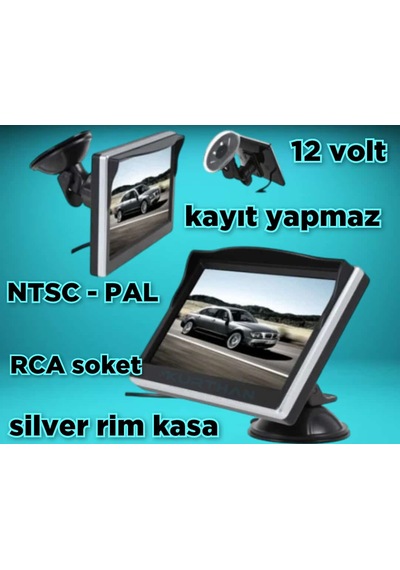 5'' Cam Vantuzlu Kayıtsız Araç Monitörü Kamerasız 12 Volt