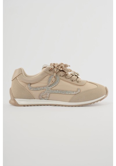 Mubiano Kadın Anorak Sneaker Süet Detaylı Kuş Aksesuarlı Bağcıklı Spor Ayakkabı Aquila Bej Bej
