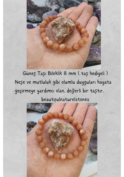 Güneş Doğal Taş Bileklik 8 Mm Aa Kalite Neşe Ve Mutluluk Çok Renkli