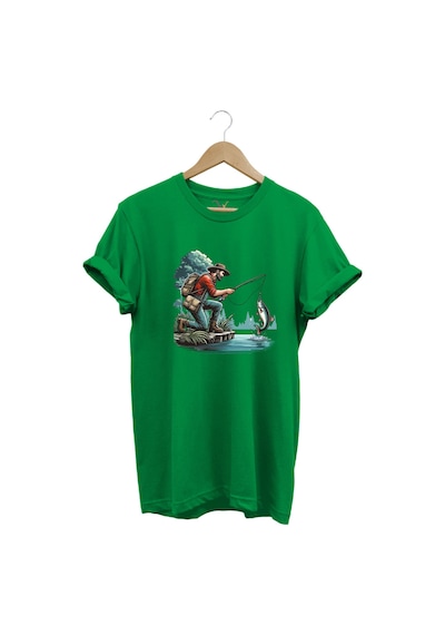Widi Balık Avı Baskılı T-shirt Yeşil