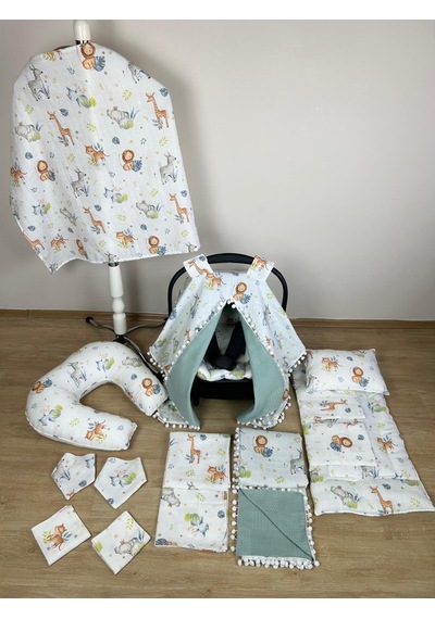 %100 Pamuk 12 Parça Çift Taraflı Muslin Set & Sevimli Hayvanlar