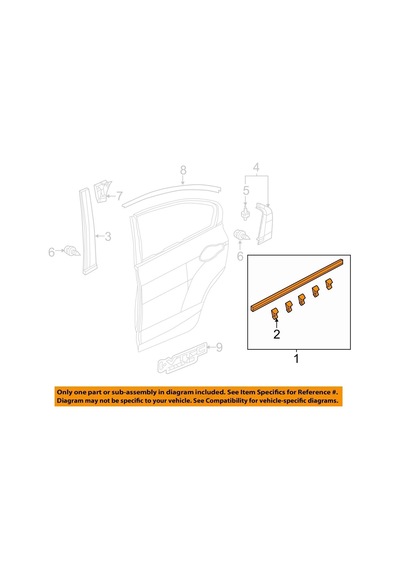 Honda Civic 2012-2016 Cam Sıyırıcı Fb7 Arka Kapı Dış Sağ Oem No: 72910-tr0-a01