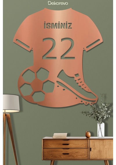 İsme Özel Forma Tasarımlı Metal Duvar Tablosu - Metal Duvar Sanatı - Bronz - 30 X 30 Cm