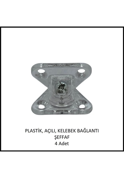 Plastik, Açılı, Kelebek Bağlantı 40 Mm, Şeffaf 4 Adet