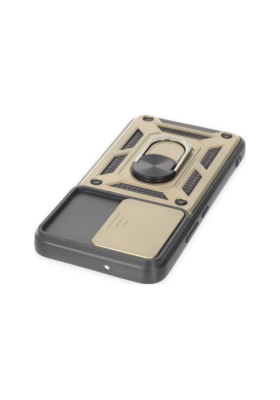 Samsung Galaxy  Uyumlu - S23 Fe Kılıf Pars Lens Yüzüklü Silikon - Gold