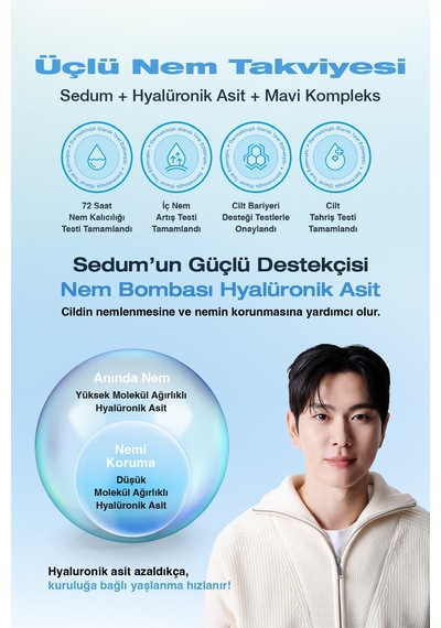 Dashu Blue Sedum Water Yağ ve Nem Dengesi Sağlayan Hyalüronik Asitli Yoğun Nemlendirici Krem