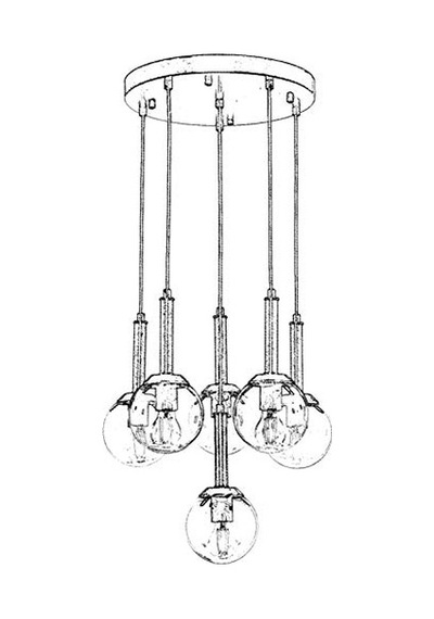 Av-60216-6et Eskitme Kaplama Modern Avize, E27, Metal, Cam, 50cm Genel