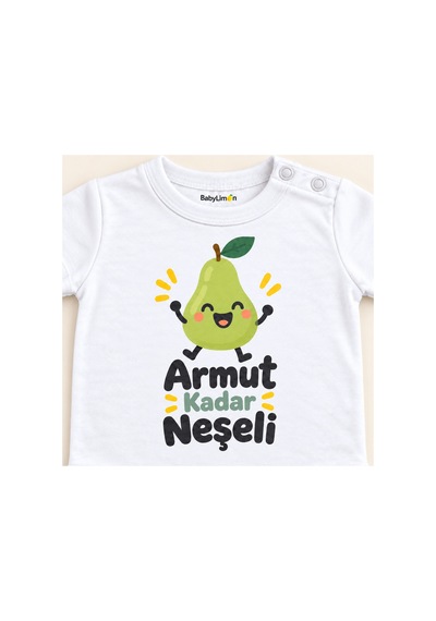 Babylimon Armut Kadar Neşeli Beyaz Kısa Kollu Çıtçıtlı Bebek Zıbını Beyaz - Armut Kadar Neşeli - 928161935 Beyaz - Armut Kadar Neşeli