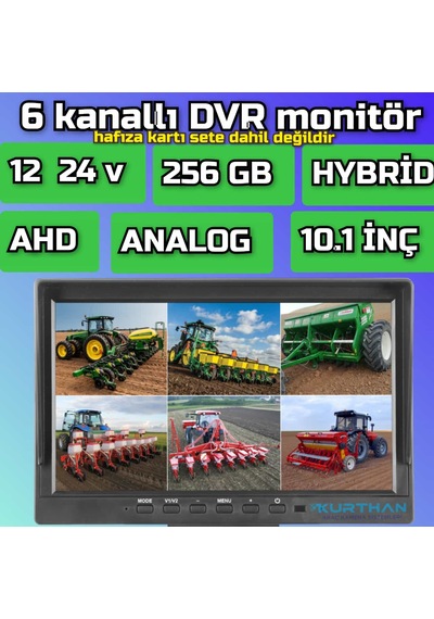 6 Kanallı Hybrid Dvr Monitör Kamerasız 256 Gb - 12 24 Volt